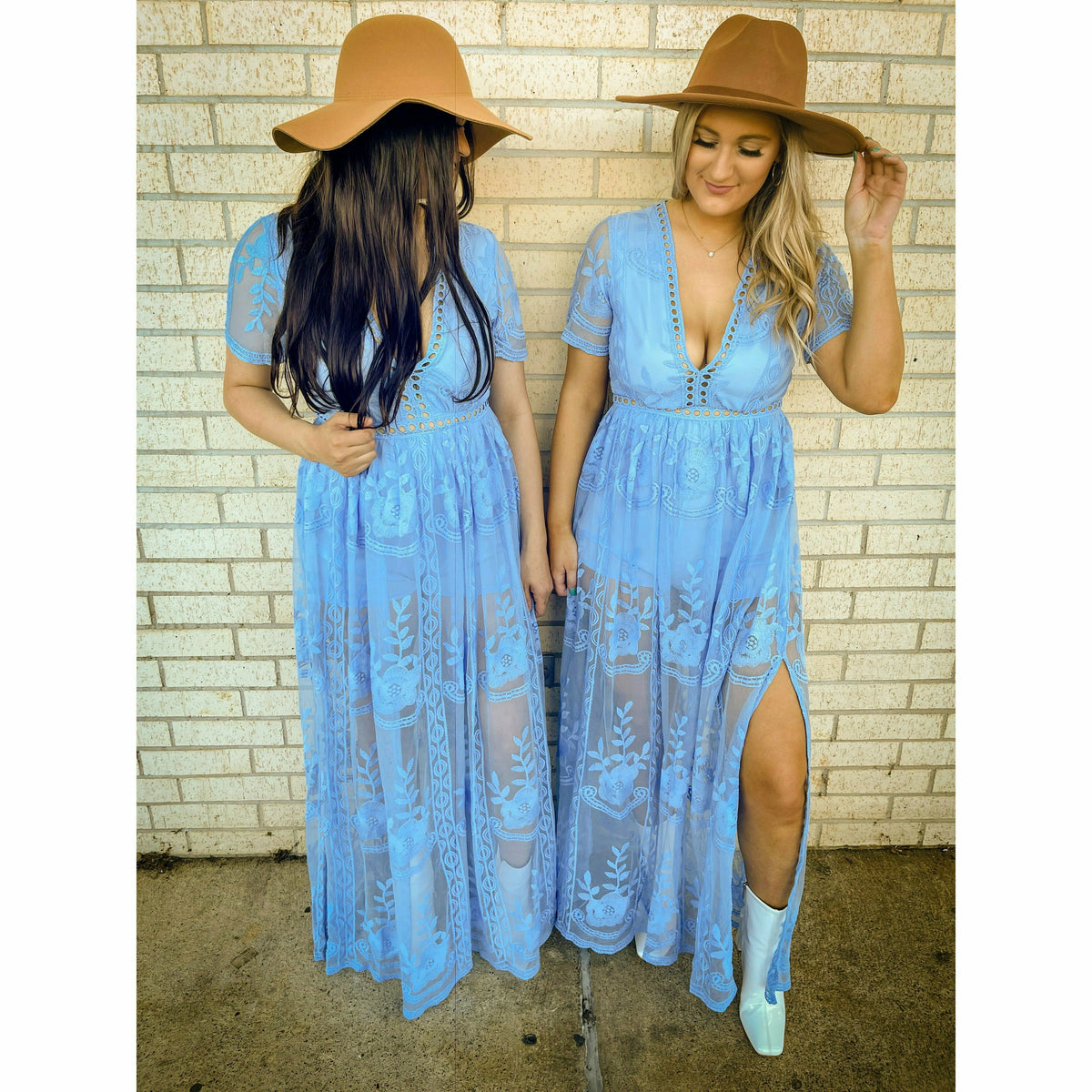 Avia Blue Lace Maxi Dress